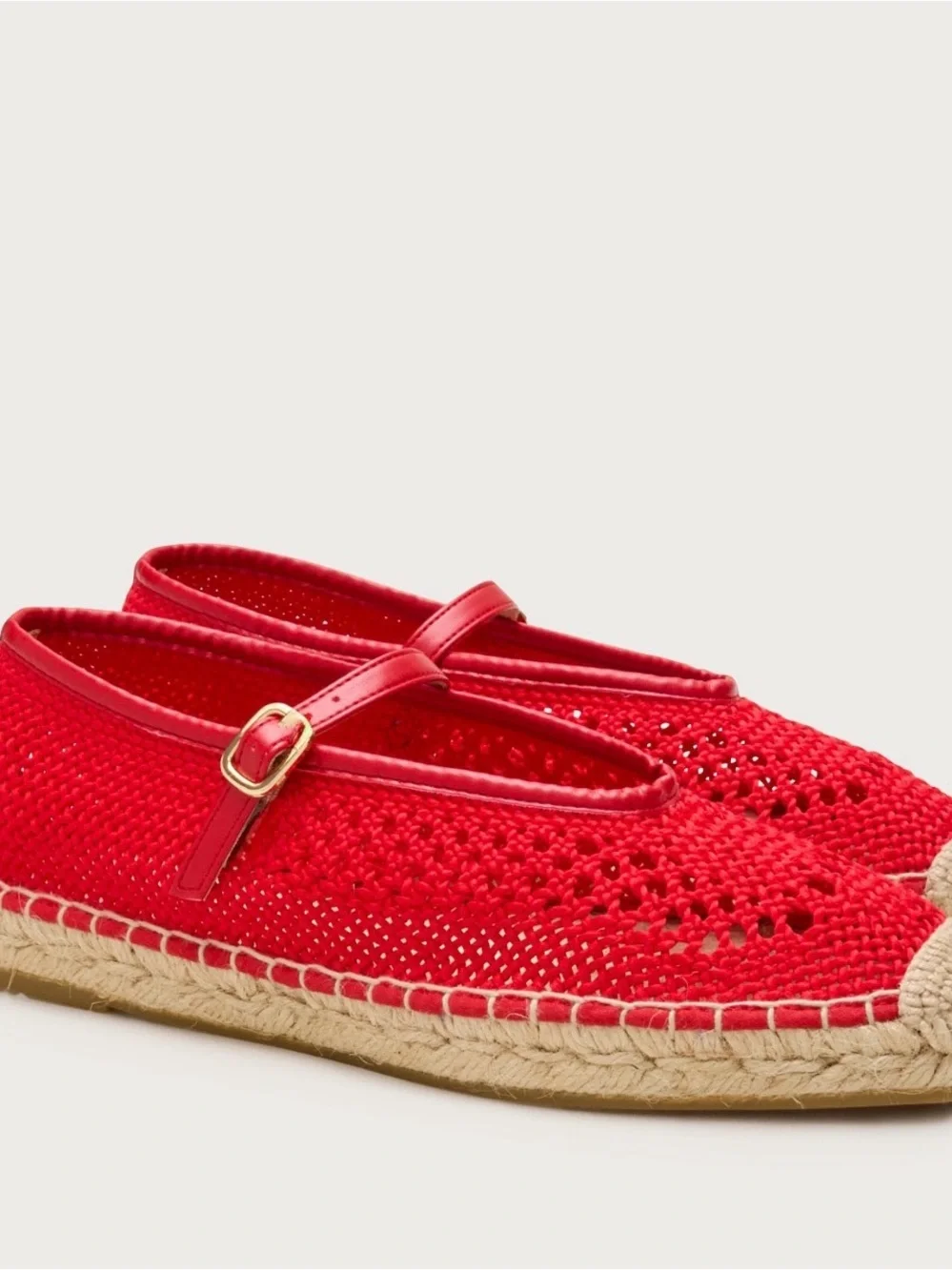 J. Crew Red Crochet Mary Jane Espadrille Flats